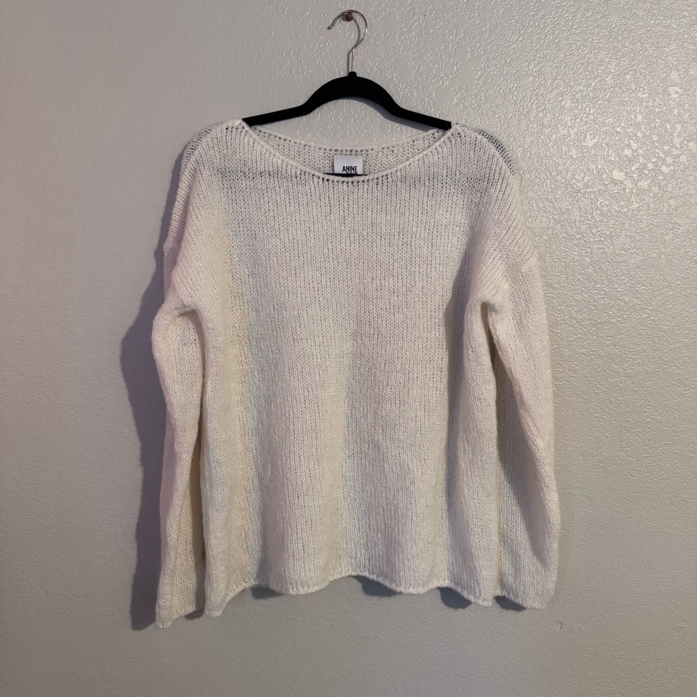 Anine Bing Lightweight White Knit Sweater‎